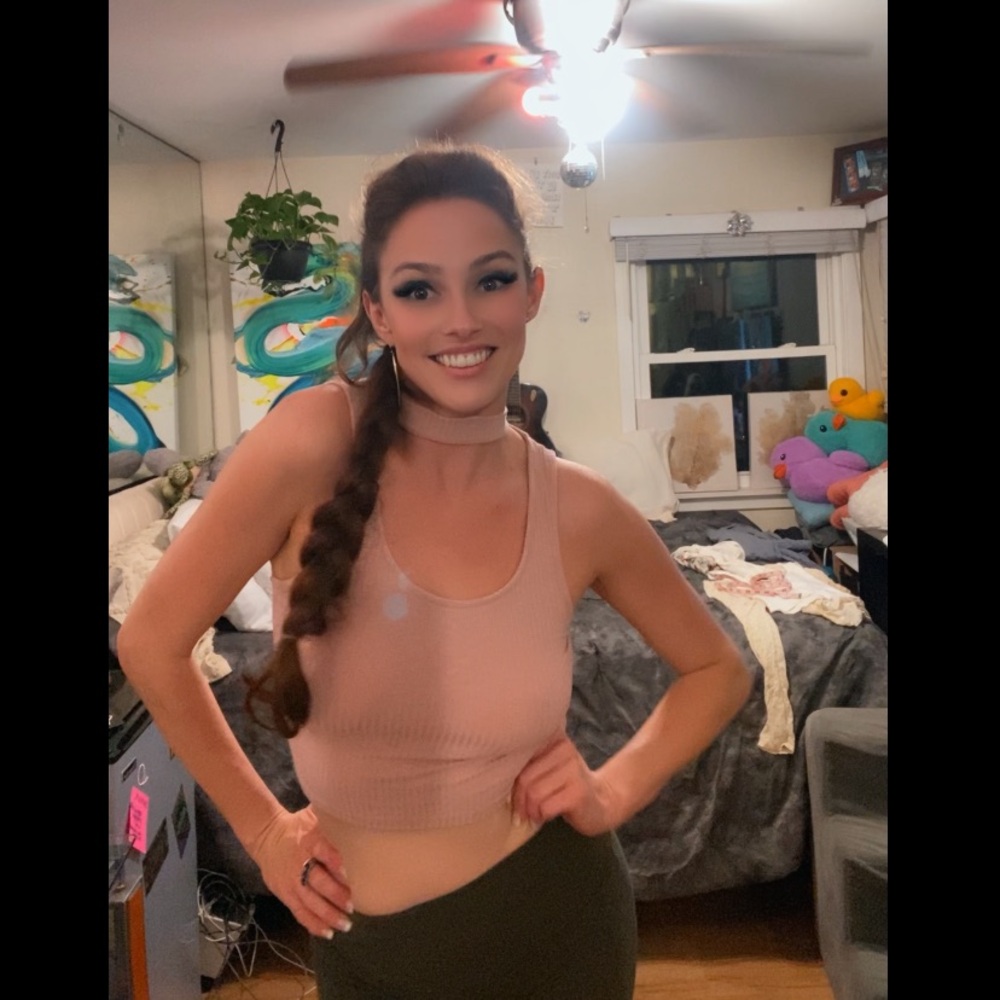Natural Neutral Light Pink/Beige/Nude Choker Crop Top - Picture 9 of 10